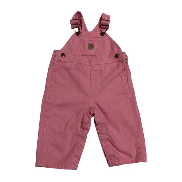 Carhartt Other - Baby Girl overall pants sleeveless denim pink 6 M cute pockets